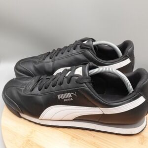 Puma Mens Size 11.5 Roma Basic 353572-11 Black Casual Shoes Sneakers